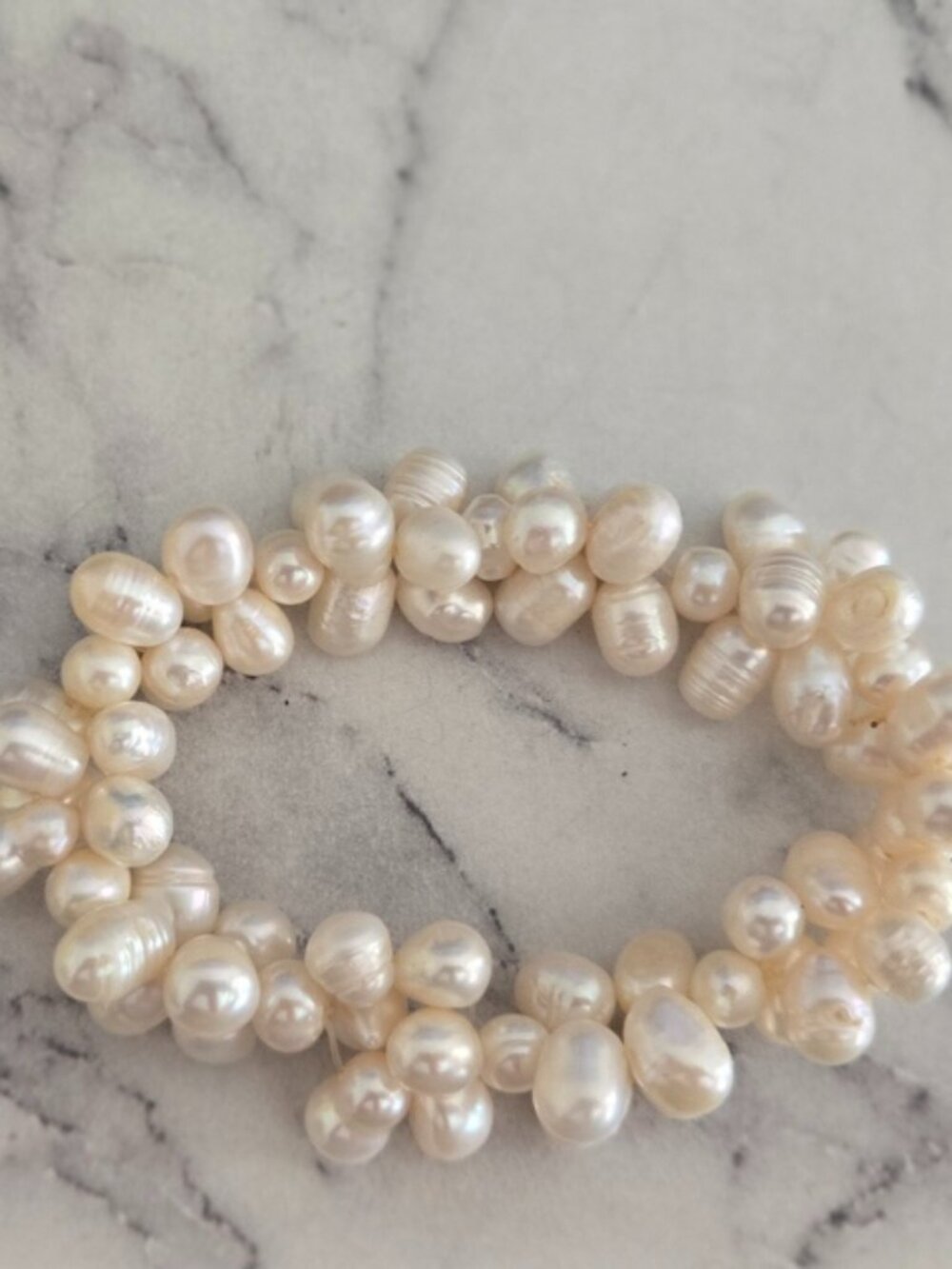 Multi-Strand White Freshwater Pearl Stretch Bracelet High Quality